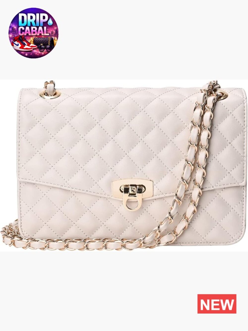 Quilted Shoulder Bag - Medium Flap Crossbody Handbag with Chain Strap, Soft